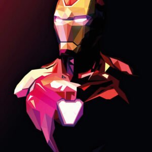 Iron Man Abstract Polygon Art Poster A3 Size | Marvel Superhero Wall Decor Photographic Paper (16 inch X 11 inch, Rolled)