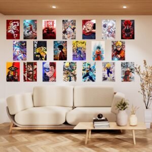 Anime Poster Set of 20 – Naruto, Dragon Ball Z, One Piece, Jujutsu Kaisen & More | Premium Wall Art for Room Decor