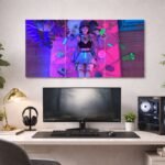 Cyberpunk Anime Girl Split Poster