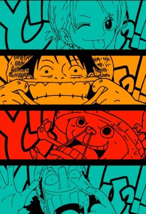 One Piece Funny Faces Anime Poster | Luffy Chopper Zoro Manga Wall Art