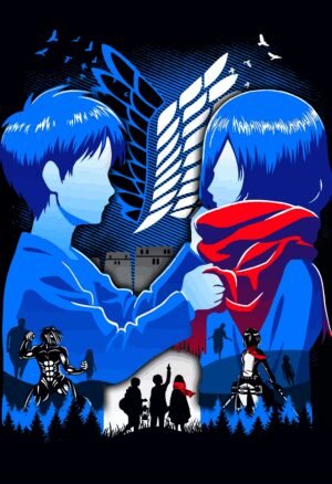 Attack on Titan Scarf Promise Anime Poster | Eren Yeager & Mikasa Ackerman Wall Art