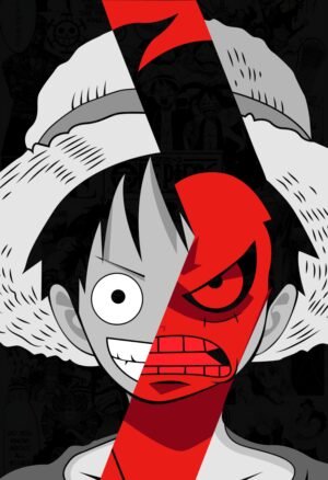 Monkey D. Luffy Dual Face One Piece Anime Poster | Pirate King Transformation Wall Art | One Piece Anime Poster