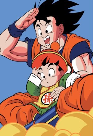 Goku & Gohan Flying Nimbus Dragon Ball Anime Poster
