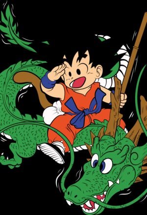 Kid Goku & Shenron Dragon Ball Anime Poster | Cute Classic DBZ Wall Art